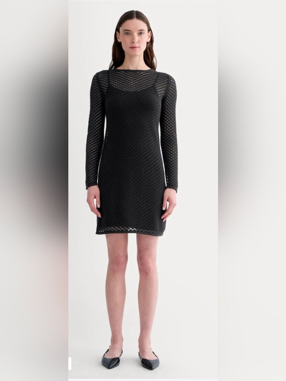 Everlane The Lace Knit Mini Dress Black Size Large